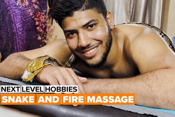 Next level hobbies: Fire and snake massage